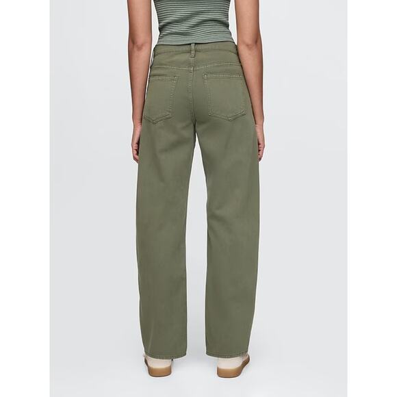 Gap Cotton High Rise Barrel Ankle Jeans Mesculen Green 29 / 8 - Picture 2 of 6